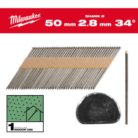 Milwaukee - D-Kopf Halbkopf-Nägel für M18 FFN Glattschaft - blank 50- 90mm 34°