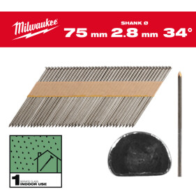 Milwaukee - D-Kopf Halbkopf-Nägel für M18 FFN Glattschaft - blank 2,8 x 75mm 2.200 St. (4932492597)