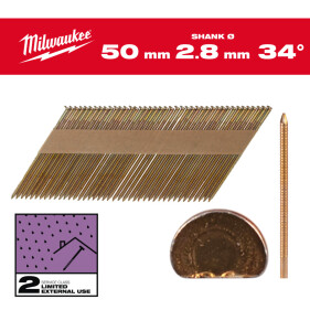 Milwaukee - D-Kopf Halbkopf-Nägel für M18 FFN Ringschaft - verzinkt 2,8 x 50mm 2.200 St.(4932492606)