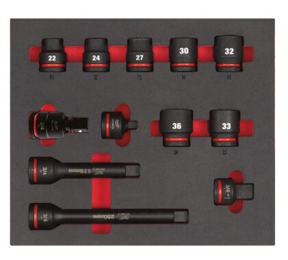 Milwaukee - Einlage Schlagnüsse Shockwave 3/4" kurz 12-tlg. (4932493396)
