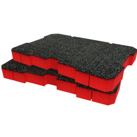 ShadowFoam - Multilayer Schaumstoffeinlage für Milwaukee Packout Koffer flach schwarz/rot 50mm (SFI-MPTBA250R)