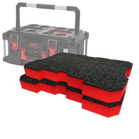 ShadowFoam - Multilayer Schaumstoffeinlage für Milwaukee Packout Koffer hoch schwarz/rot 30mm (SFI-MPLB230R)