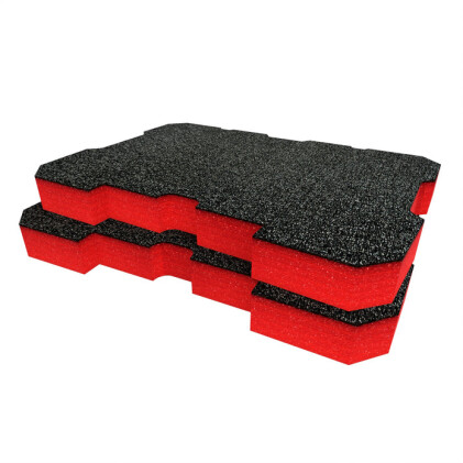 ShadowFoam - Multilayer Schaumstoffeinlage für Milwaukee Packout Koffer hoch schwarz/rot 50mm (SFI-MPLB250R)
