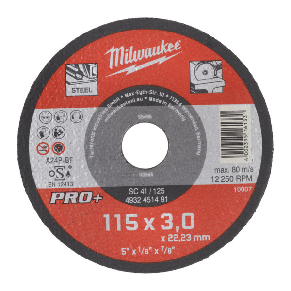Milwaukee -  Metalltrennscheibe PRO+ 115 mm (4932451491)