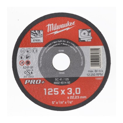Milwaukee -  Metalltrennscheibe PRO+ 125mm x 3mm...