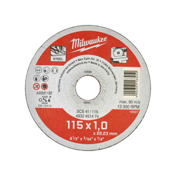Milwaukee -  Metalltrennscheibe Contractor INOX 115mm x 1mm 50 Stück (4932451474)