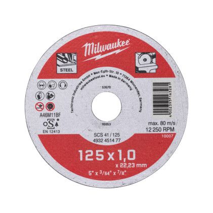 Milwaukee -  Metalltrennscheibe Contractor 125mm x 1mm...