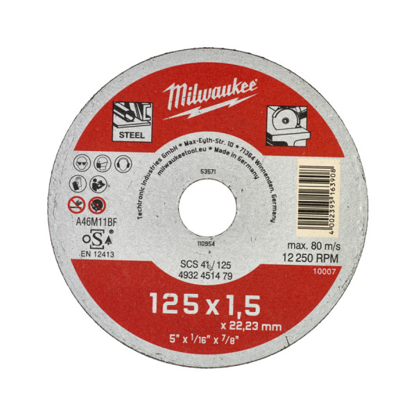 Milwaukee -  Metalltrennscheibe Contractor 125mm 1,5mm 25 Stück (4932451479)
