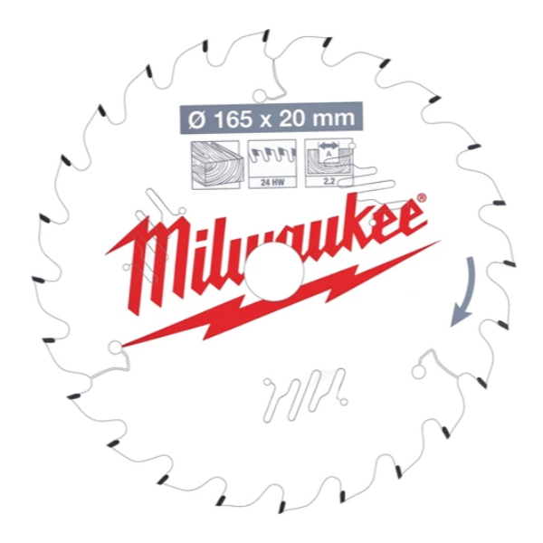 Milwaukee - Kreissägeblatt Holz für Handkreissägen 165/20mm Z24 Wechselzahn (4932471294)