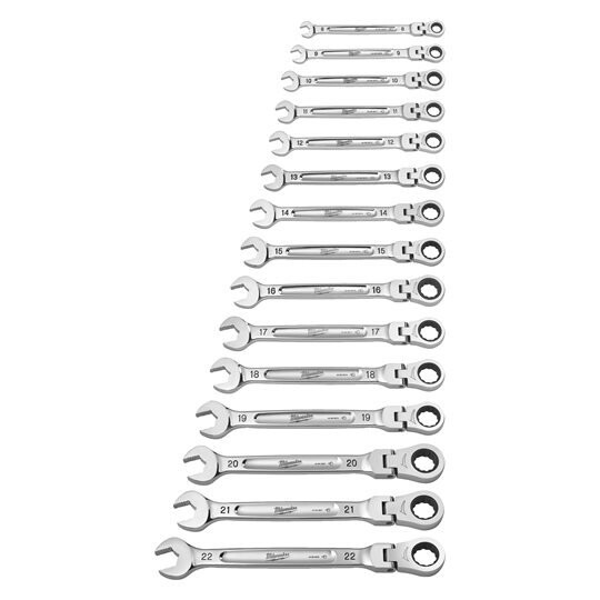 Milwaukee - MAXBITE Gelenk- Ratschen- Ringmaulschlüssel- Set 15tlg. (