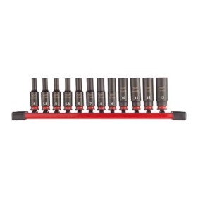 Milwaukee - Shockwave Schlagnuss 1/4" lang 50mm 12 - teiliges Set (4932480453)